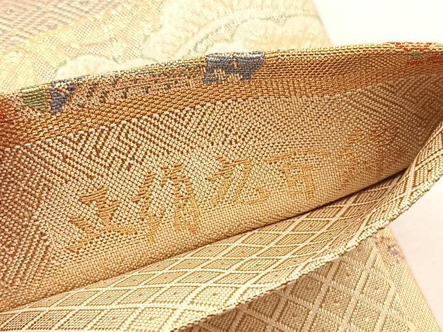 平和屋着物◎宝珠本佐賀錦　六通柄袋帯　九百錦　扇面御所車花蝶文　金糸　正絹　逸品　BAAV9492hv