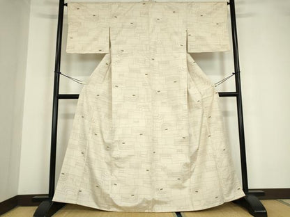 平和屋着物●上質な紬　幾何学文　正絹　逸品　DAAY9665az