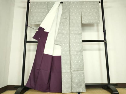 平和屋着物●上質な紬　麻の葉文　西武百貨店扱い　正絹　逸品　DAAY9660az