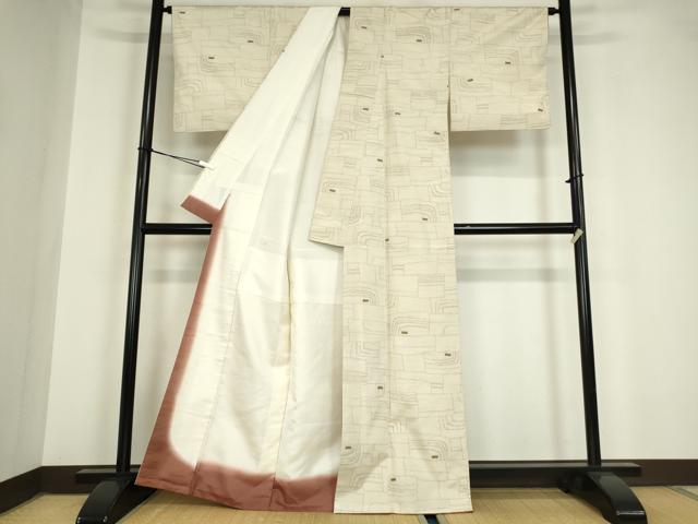 平和屋着物●上質な紬　幾何学文　正絹　逸品　DAAY9665az
