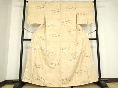 平和屋着物●上質な紬  　枝花文　正絹　逸品　未使用　DAAY9670az