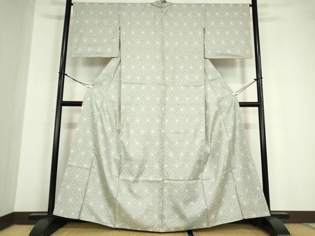 平和屋着物●上質な紬　麻の葉文　西武百貨店扱い　正絹　逸品　DAAY9660az