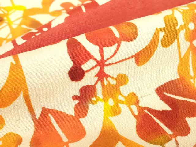 平和屋着物●上質な小紋　型染め　草花シルエット　正絹　逸品　DAAY9669az