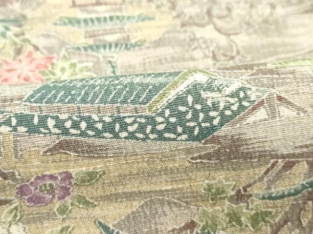 平和屋着物■上質な小紋　紬地　風景文　暈し染め　正絹　逸品　DAAZ8472cd