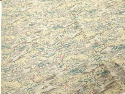 平和屋着物■上質な小紋　紬地　風景文　暈し染め　正絹　逸品　DAAZ8472cd