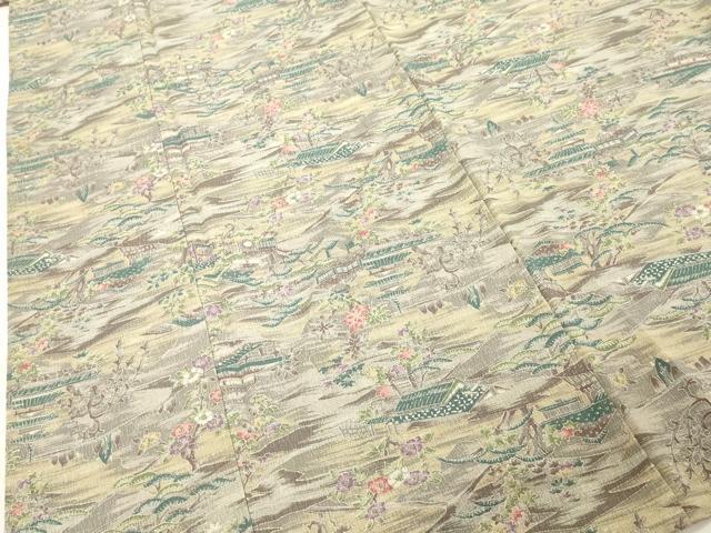 平和屋着物■上質な小紋　紬地　風景文　暈し染め　正絹　逸品　DAAZ8472cd
