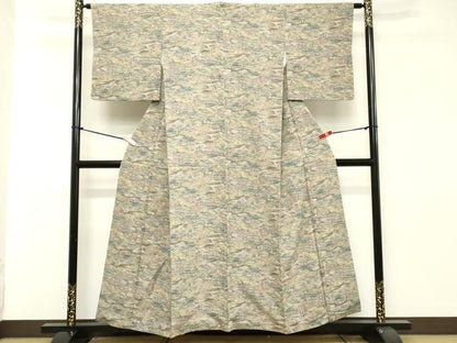 平和屋着物■上質な小紋　紬地　風景文　暈し染め　正絹　逸品　DAAZ8472cd