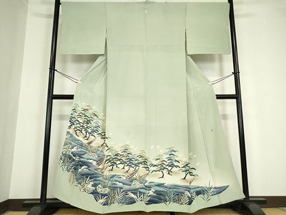 平和屋着物●本加賀友禅作家 村田幸司 色留袖 水辺風景松文 正絹 逸品 DAAY9655az