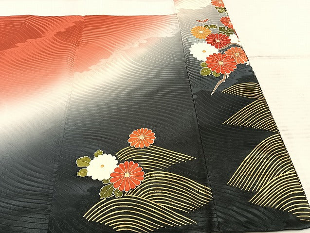 平和屋着物○豪華振袖 駒刺繍 舞花文 金彩 正絹 逸品 AABD8589fy