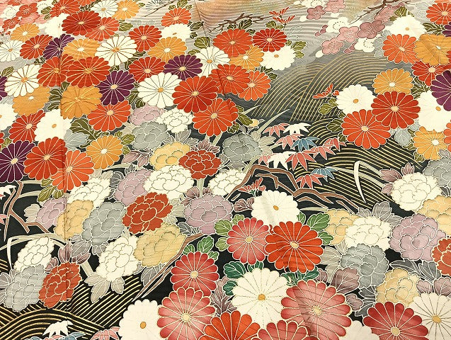 平和屋着物○豪華振袖 駒刺繍 舞花文 金彩 正絹 逸品 AABD8589fy