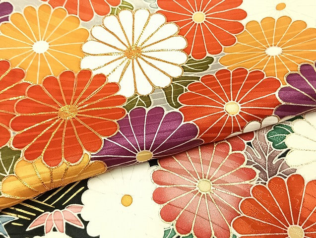 平和屋着物○豪華振袖 駒刺繍 舞花文 金彩 正絹 逸品 AABD8589fy