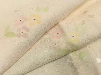 平和屋着物●長襦袢 無双仕立て 舞花文 暈し染め 金彩 正絹 逸品 AABD8598fy