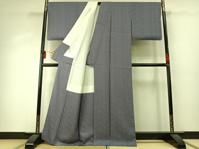 平和屋着物●上質な色無地　花唐草地紋　薄鼠色　ますいわ屋扱い　正絹　逸品　未使用　AABD8592fy