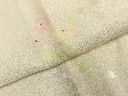 平和屋着物●長襦袢 無双仕立て 舞花文 暈し染め 金彩 正絹 逸品 AABD8598fy