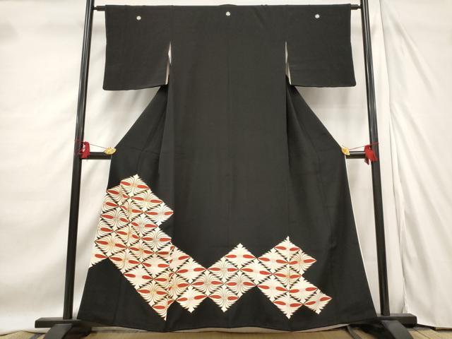 平和屋着物■豪華黒留袖　駒刺繍　菱繋ぎ　正絹　逸品　AABD9553st