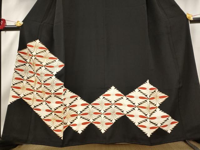 平和屋着物■豪華黒留袖　駒刺繍　菱繋ぎ　正絹　逸品　AABD9553st