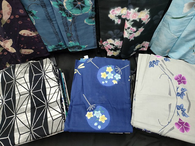平和屋本店■浴衣 まとめて 45点 蝶 花柄 朝顔 成り物 こむさでもーど 綿紅梅 しじら織 など 着用可能多数 未使用品あり ppp3076