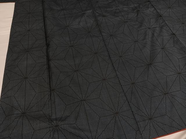 平和屋着物●本場大島紬　一元絣　麻の葉文様　正絹　逸品　AABD9864ph