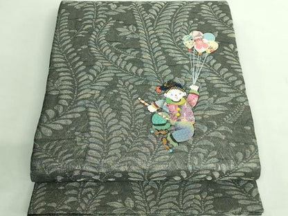 平和屋着物●極上 太鼓柄袋帯 ピエロ 貼り絵 和紙 金銀糸 逸品 DZAB2653kh6