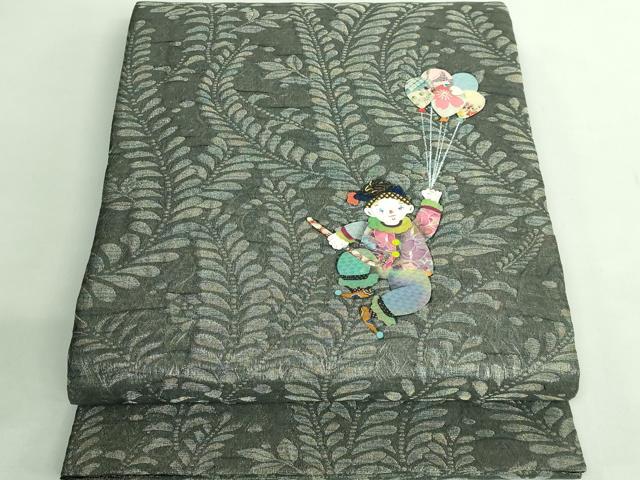 平和屋着物●極上 太鼓柄袋帯 ピエロ 貼り絵 和紙 金銀糸 逸品 DZAB2653kh6