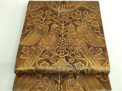 平和屋本店●極上　六通柄袋帯　金唐革　鳥獣花文　金彩　逸品　DZAB2664kh6