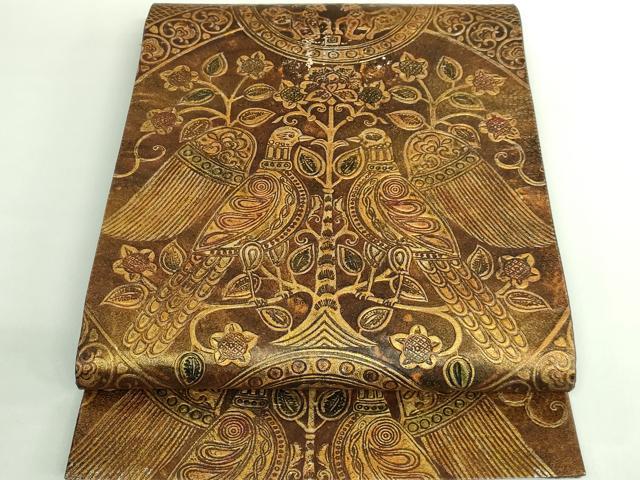 平和屋本店●極上　六通柄袋帯　金唐革　鳥獣花文　金彩　逸品　DZAB2664kh6