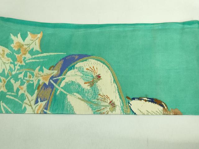 平和屋着物●極上 アンティーク 大正ロマン 九寸名古屋帯 雀 金糸 逸品 DZAB2674kh6