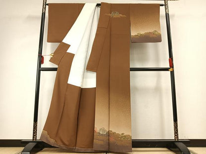 平和屋着物●訪問着 風景花文 暈し染め 金彩 正絹 逸品 AABD8667fy