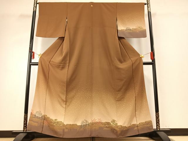 平和屋着物●訪問着 風景花文 暈し染め 金彩 正絹 逸品 AABD8667fy