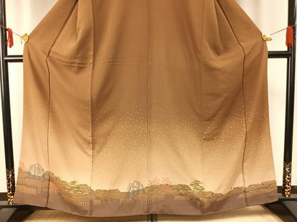 平和屋着物●訪問着 風景花文 暈し染め 金彩 正絹 逸品 AABD8667fy