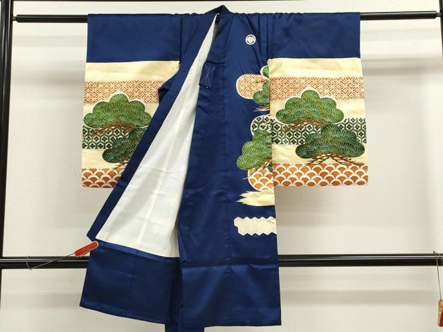 平和屋着物[]お宮参り　男の子　祝着　産着　初着　のしめ　駒刺繍　鷹　文箱松文　逸品　CABB2046ze