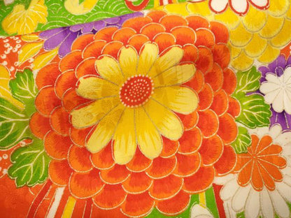 平和屋着物[]七五三　女の子　３歳　祝着　三つ身　長襦袢セット　刺繍　花束文　金彩　逸品　CABB2050ze