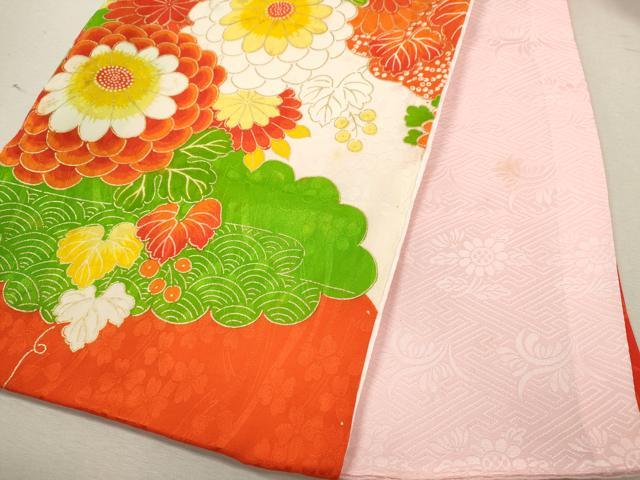 平和屋着物[]七五三　女の子　３歳　祝着　三つ身　長襦袢セット　刺繍　花束文　金彩　逸品　CABB2050ze