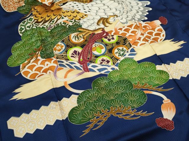 平和屋着物[]お宮参り　男の子　祝着　産着　初着　のしめ　駒刺繍　鷹　文箱松文　逸品　CABB2046ze
