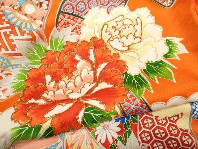 平和屋着物[]お宮参り　女の子　祝着　産着　初着　のしめ　駒刺繍　束ね熨斗鈴草花文　金彩　逸品　CABB2047ze