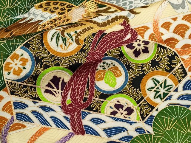 平和屋着物[]お宮参り　男の子　祝着　産着　初着　のしめ　駒刺繍　鷹　文箱松文　逸品　CABB2046ze