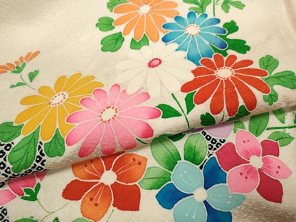 平和屋着物[]七五三　女の子　３歳　祝着　三つ身　草花文　暈し染め　逸品　CABB2061ze
