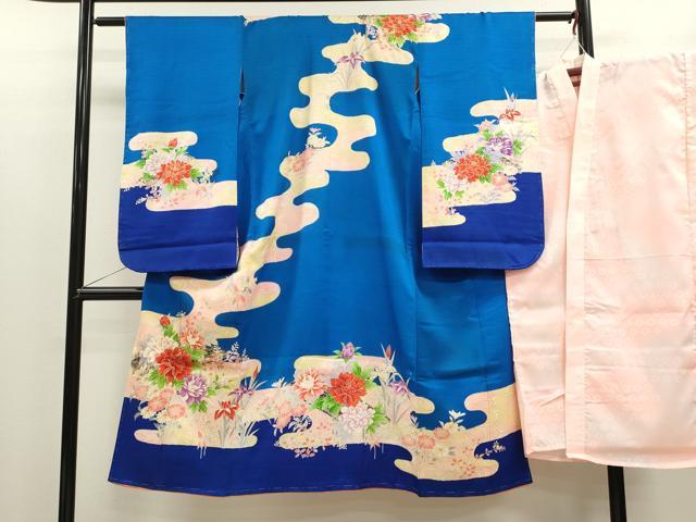 平和屋着物[]七五三　女の子　７歳　祝着　四つ身　長襦袢セット　草花文　金彩　逸品　CABB2064ze