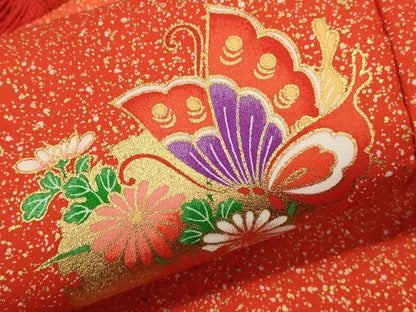 平和屋着物[]七五三　女の子　３歳　祝着　被布　雪輪舞蝶草花文　金彩　洗える着物　CABB2054ze