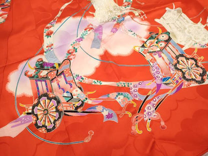 平和屋着物[]お宮参り　女の子　祝着　産着　初着　のしめ　駒刺繍　雲取り御所車文　暈し染め　金銀彩　逸品　CABB2062ze