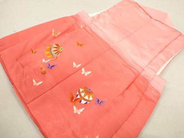 平和屋着物[]七五三　女の子　３歳　祝着　被布　鞠　舞蝶文　暈し染め　金彩　洗える着物　CABB2053ze