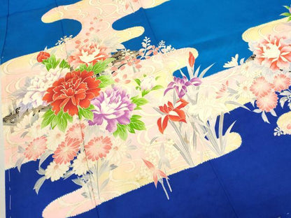 平和屋着物[]七五三　女の子　７歳　祝着　四つ身　長襦袢セット　草花文　金彩　逸品　CABB2064ze