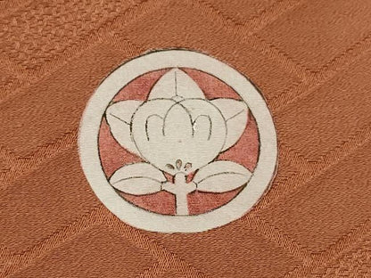 平和屋着物[]七五三　男の子　祝着・羽織セット　単衣　色無地　檜垣地紋　櫨色　逸品　CABB2052ze