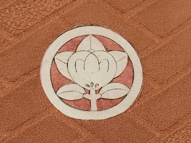 平和屋着物[]七五三　男の子　祝着・羽織セット　単衣　色無地　檜垣地紋　櫨色　逸品　CABB2052ze
