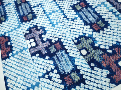 平和屋着物∴夏物 浴衣 有松鳴海絞り 井桁文様 綿 逸品 CABA0671ng
