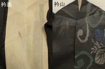 平和屋着物＊夏物　重要無形文化財　本場宮古上布　草花文　苧麻　逸品　AABE0648jd