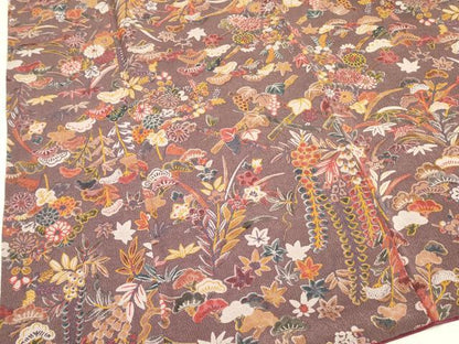 平和屋着物■上質な小紋　草花松文　鬼しぼ縮緬　正絹　逸品　DAAZ2912op