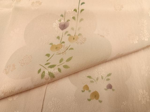 平和屋着物●長襦袢　無双仕立て　作家物　草花文　正絹　逸品　未使用　AABE0742ph