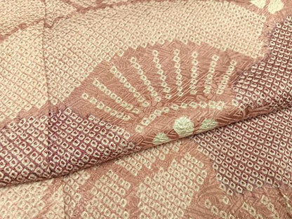 平和屋着物●訪問着　絞り　雲重ね舞扇文　正絹　逸品　AABE0744ph