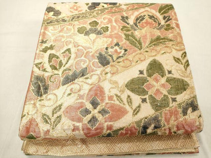 平和屋着物◎佐賀錦　六通柄袋帯　更紗花文　金糸　正絹　逸品　DABA5061cd
